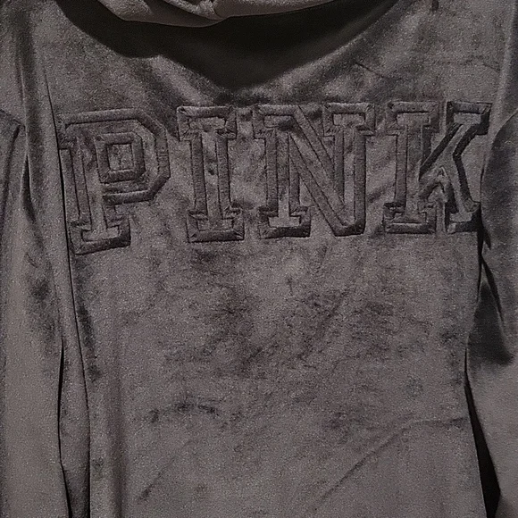 PINK VELOUR Victoria's Secret Black Hoodie NEW WITHOUT TAG! 💜 - Picture 5 of 7